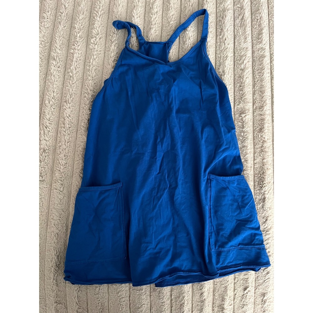 Fashion Blue Active Dress with Built-in one piece under for a great shape.Medium